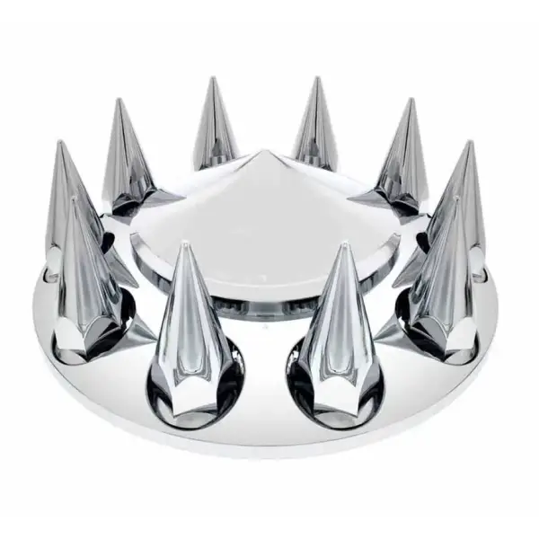 Chrome Plastic Front Spike Wheel Cover w/ 33MM Lug Nut Covers