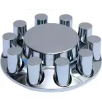 Chrome Plastic Front Wheel Cover w/ 33MM Cylinder Lug Nut Covers