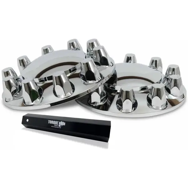 Pair of Chrome Plastic Front Wheel Cover w/ 33MM Lug Nut Covers