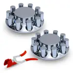 Chrome Plastic Front Wheel Cover Set w/ 33 mm Lug Nut Covers