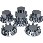 Chrome Universal Wheel Cover Set w/ 33 mm Cylinder Lug Nut Covers