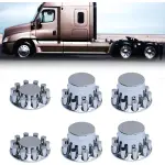 Chrome Universal Wheel Cover Set w/ 33 mm Cylinder Lug Nut Covers