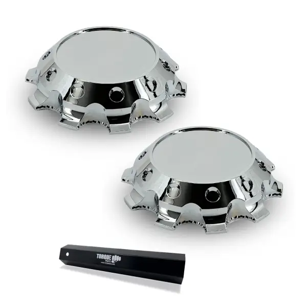 Pair of Chrome Plastic Universal Luxury Front Wheel Cover Set