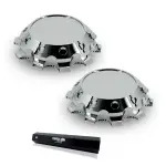 Pair of Chrome Plastic Universal Luxury Front Wheel Cover Set