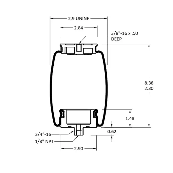 Cabin Air Spring for Kenworth and Mack Replaces T81-1001, 227QS33