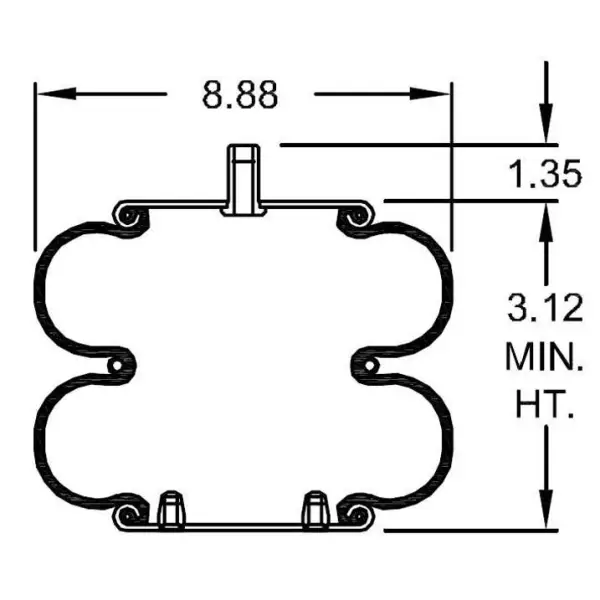 Convoluted Air Spring Replaces S-23114, W01-358-7897, 2B9-495